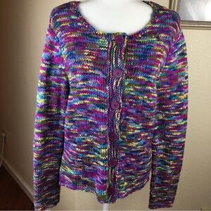 Talbots Women's Multicolor Button Down Cardigan Sweater Size L